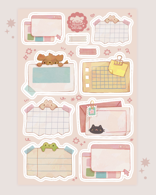 Cute Notes Writable Sticker Sheet