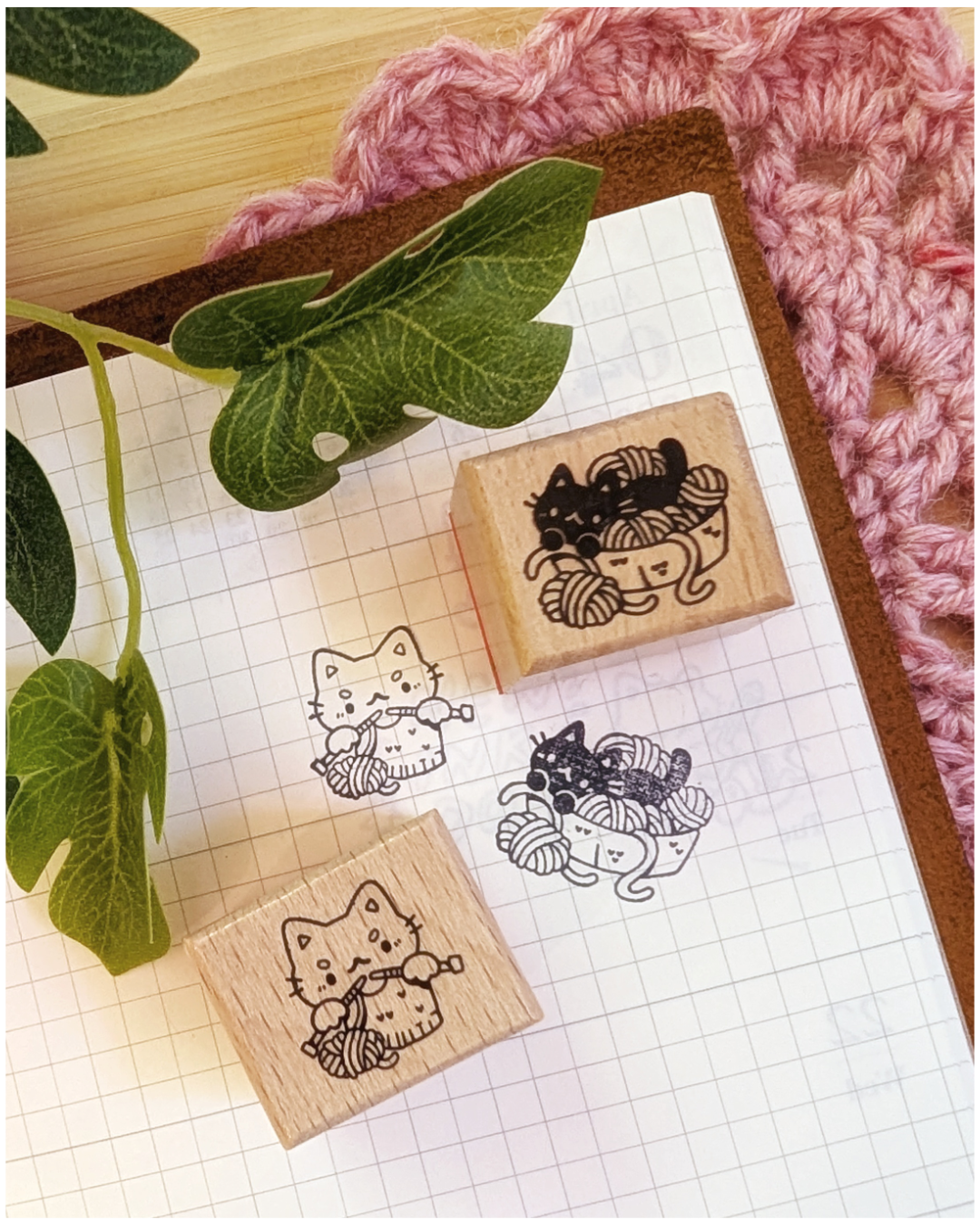 Knitty Kitty Small Wood Stamp