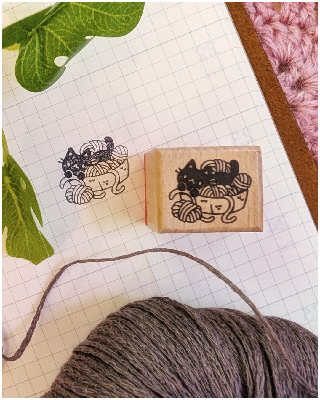Yarn Collector Small Wood Stamp