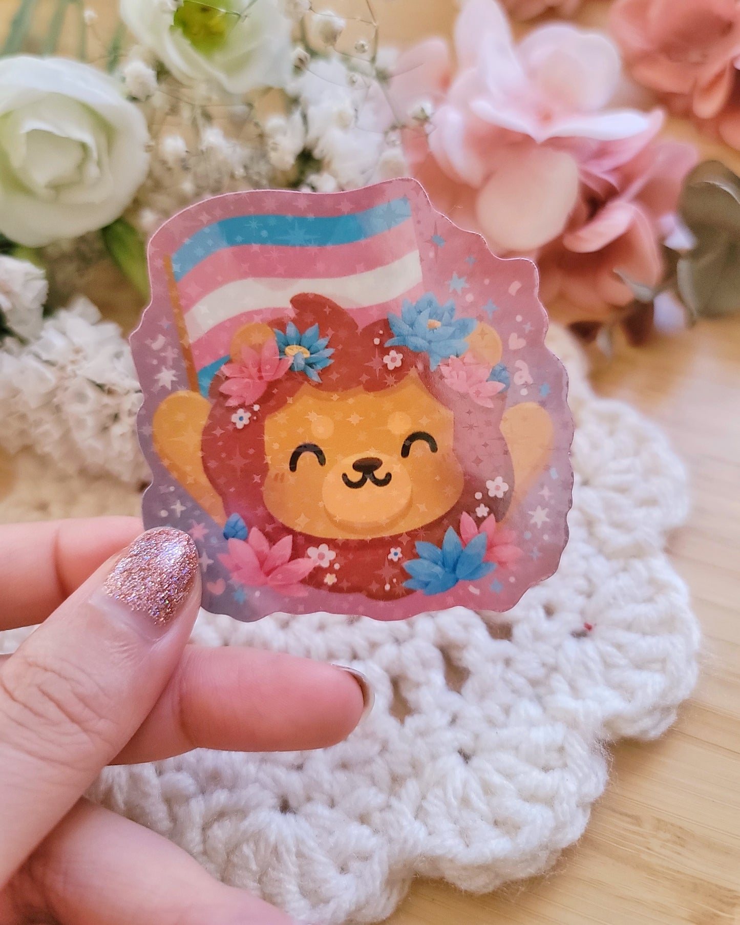 Trans Pride Holographic Vinyl Sticker